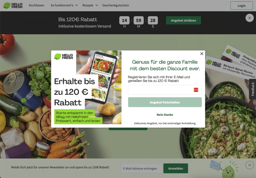 Screenshot: HelloFresh Incentive