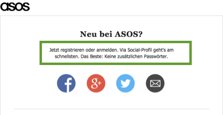Asos begrüßt Neukunden durch Inner Dialog