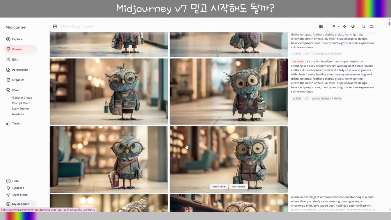 [교육] 미드저니 v7 널 아직 믿을 수 가 없다 #미드저니캐릭터일관성 #Personalize #Draft #Midjourney #Moodboard #MidjourneyStyle 8번째 장면