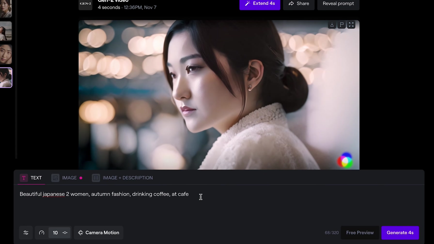 動画生成AI『Gen-2』の使い方。AI美女を自然に動かす動画や、映画・アニメも生成可能です！ 12번째 장면