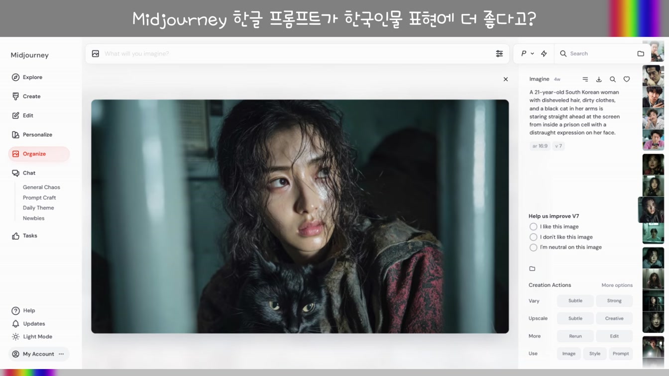 [교육] 미드저니7 옴니 레퍼런스 장점 살리고 단점 보안하며 제대로 인물 만들기 #ai교육 #미드저니7 #옴니레퍼런스 5번째 장면