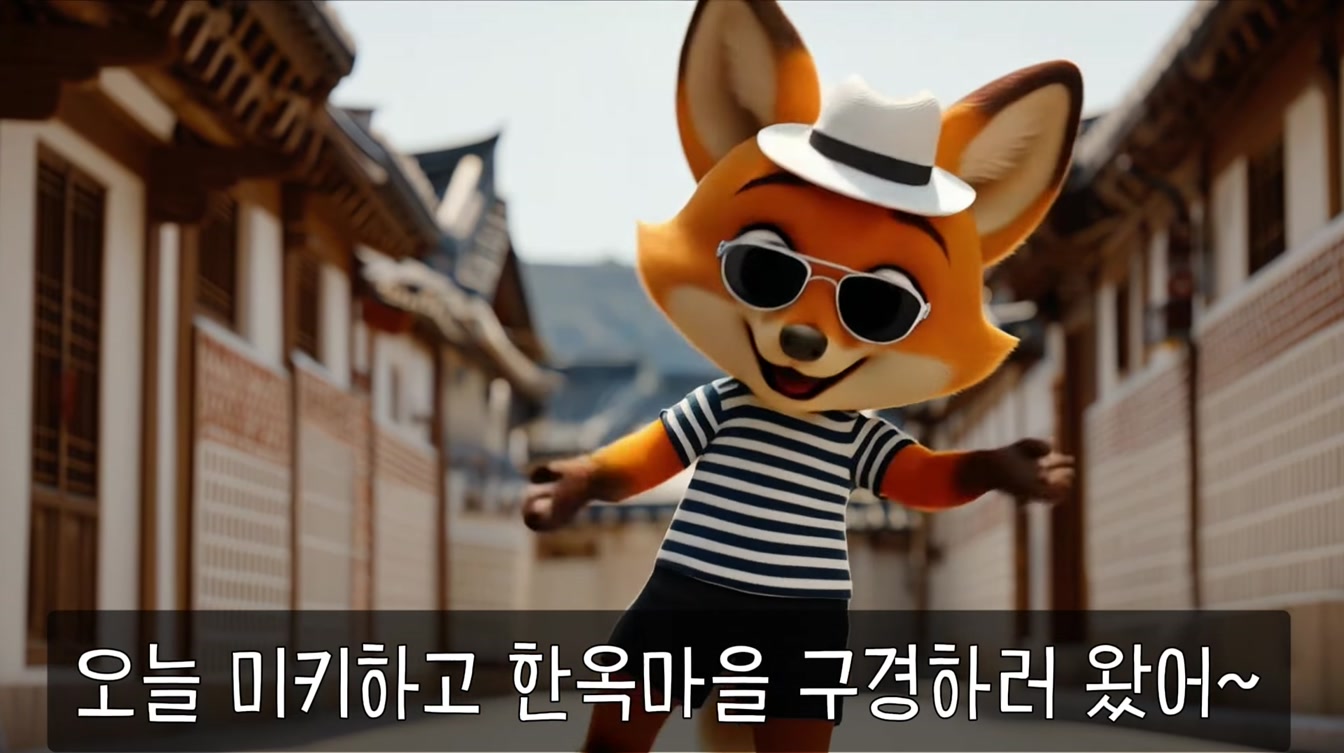 [작품] 모루와 미키의 여름날 골목여행 | 원데이클래스 교육생작품 #캐릭터일관성 #ai교육 1번째 장면