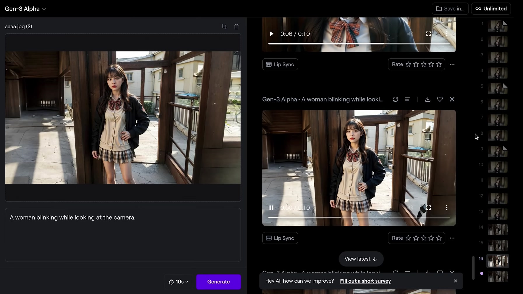 【AI美女が超リアルに動く!?】GEN-3の新機能『i2v』でai美女を動かす方法 10번째 장면