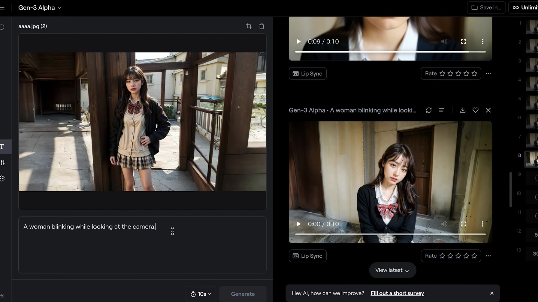 【AI美女が超リアルに動く!?】GEN-3の新機能『i2v』でai美女を動かす方法 9번째 장면