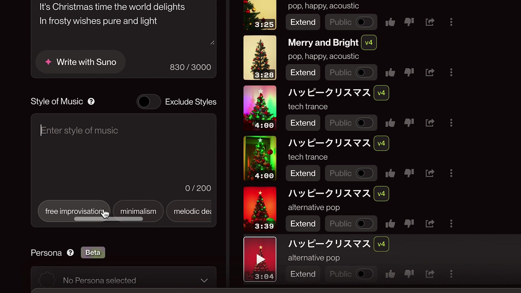 【音楽生成ai】aiでプロ並の曲を作れる『Suno v4』の使い方をご紹介。良い曲を作成するコツは？ 9번째 장면