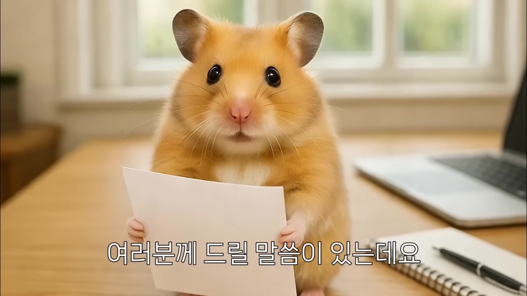 AI 스토리 영상 제작 방법 : 짝퉁 햄찌 만들기 1번째 장면