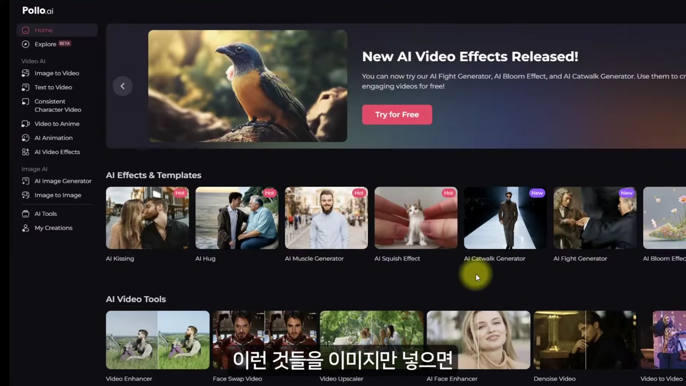 이미지, 동영상 생성 AI 이거 하나면 끝? 에니메이션 까지 제작해주는 툴 Pollo ai 소개 3번째 장면