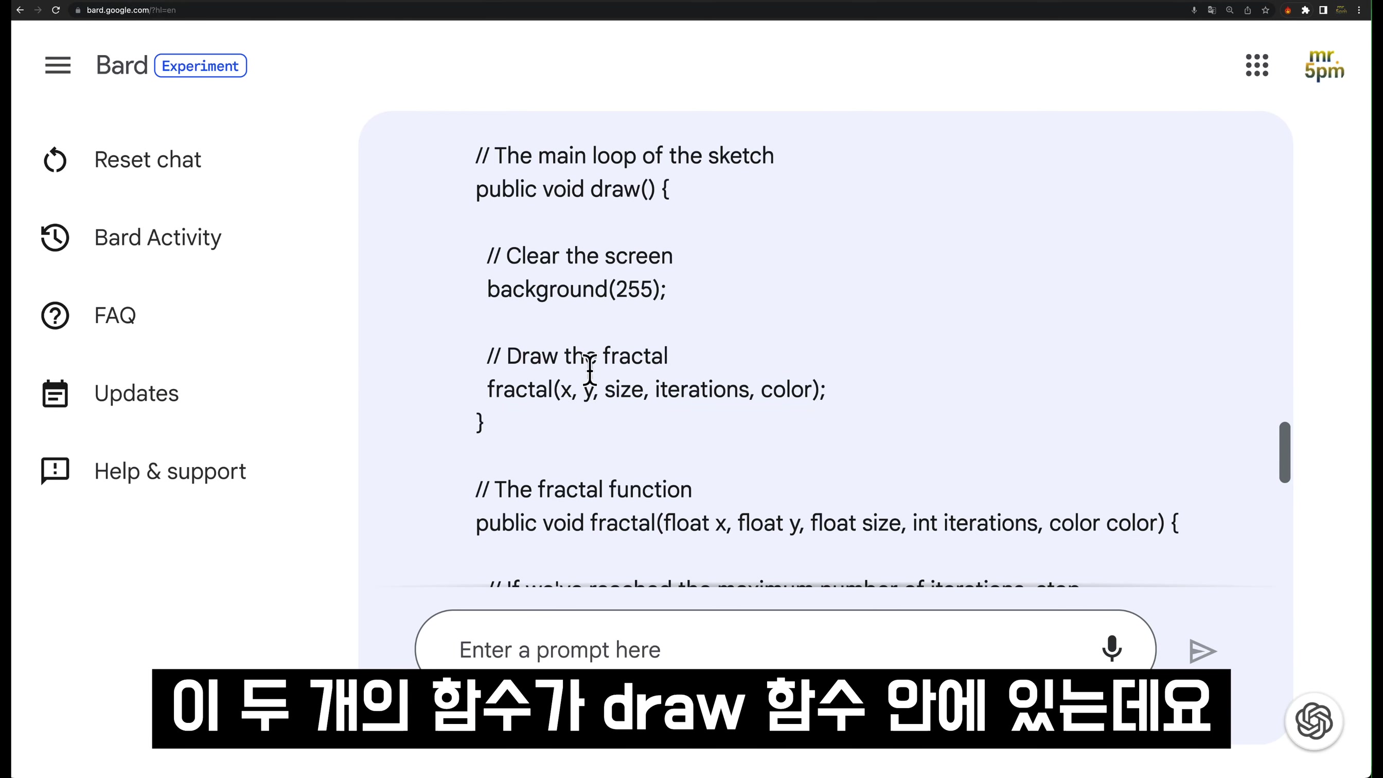 써보니 AI 생성 코딩 잘하네요! Bard AI ! 비싼 GPT-4에서 무료 바드로 옮겨? Coding Bard AI vs OpenAI ChatGPT ! 오후다섯씨 16번째 장면