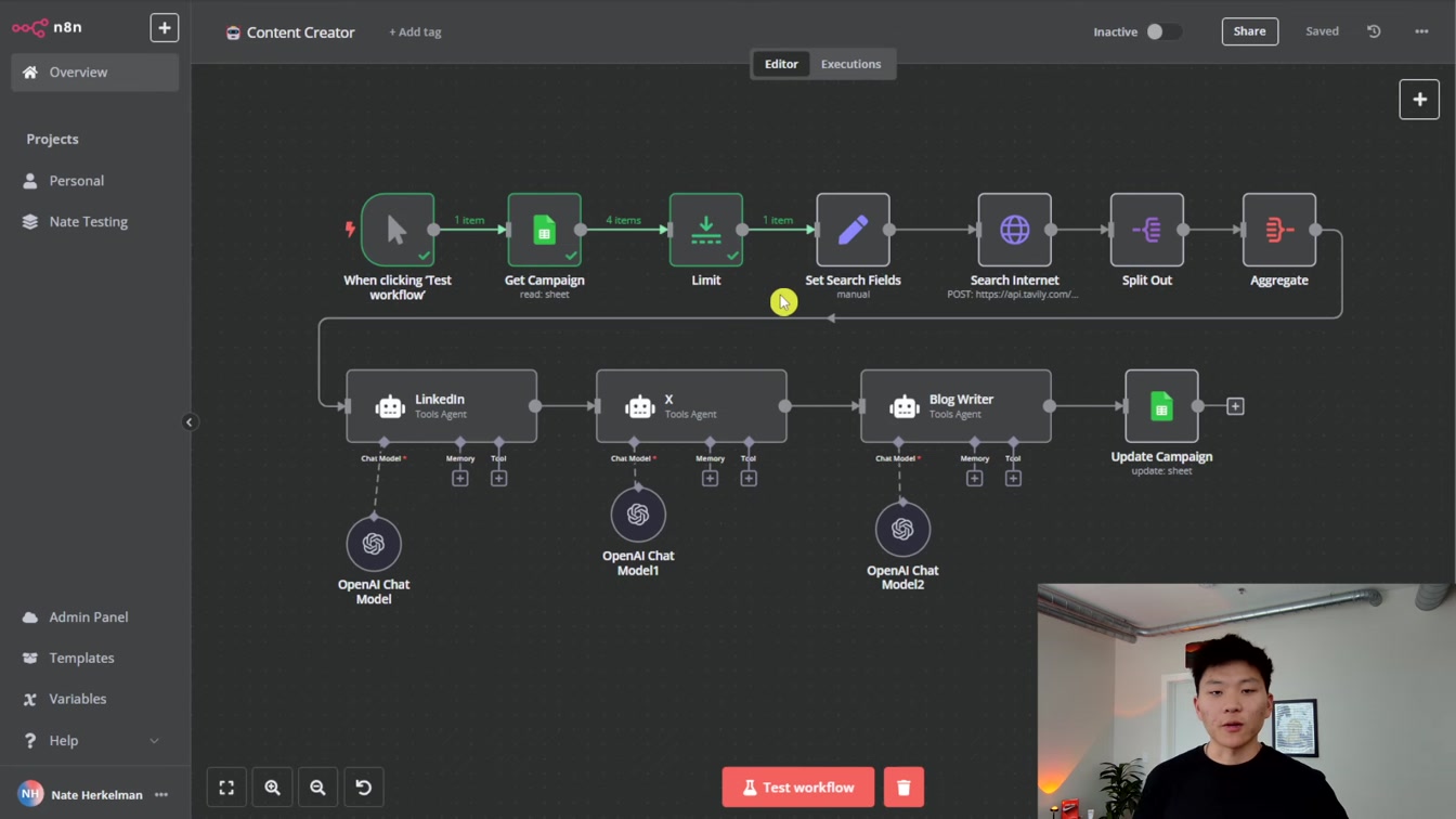 Build this Multi AI Agent System for Research and Content Creation in n8n 4번째 장면