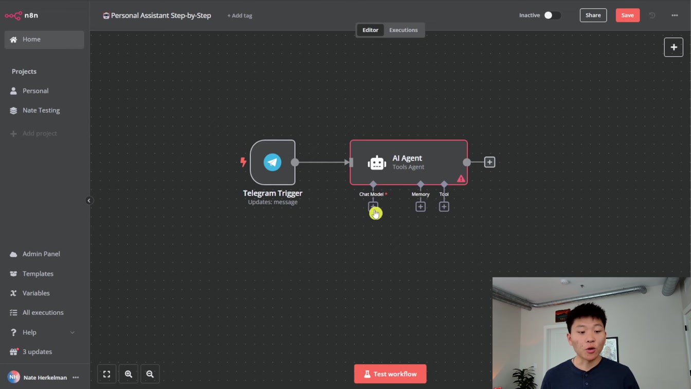 How to Build a Personal Assistant AI Agent in n8n (Step-by-Step, No Code) 2번째 장면
