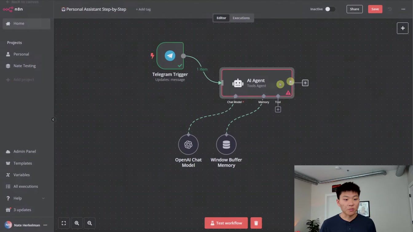 How to Build a Personal Assistant AI Agent in n8n (Step-by-Step, No Code) 3번째 장면