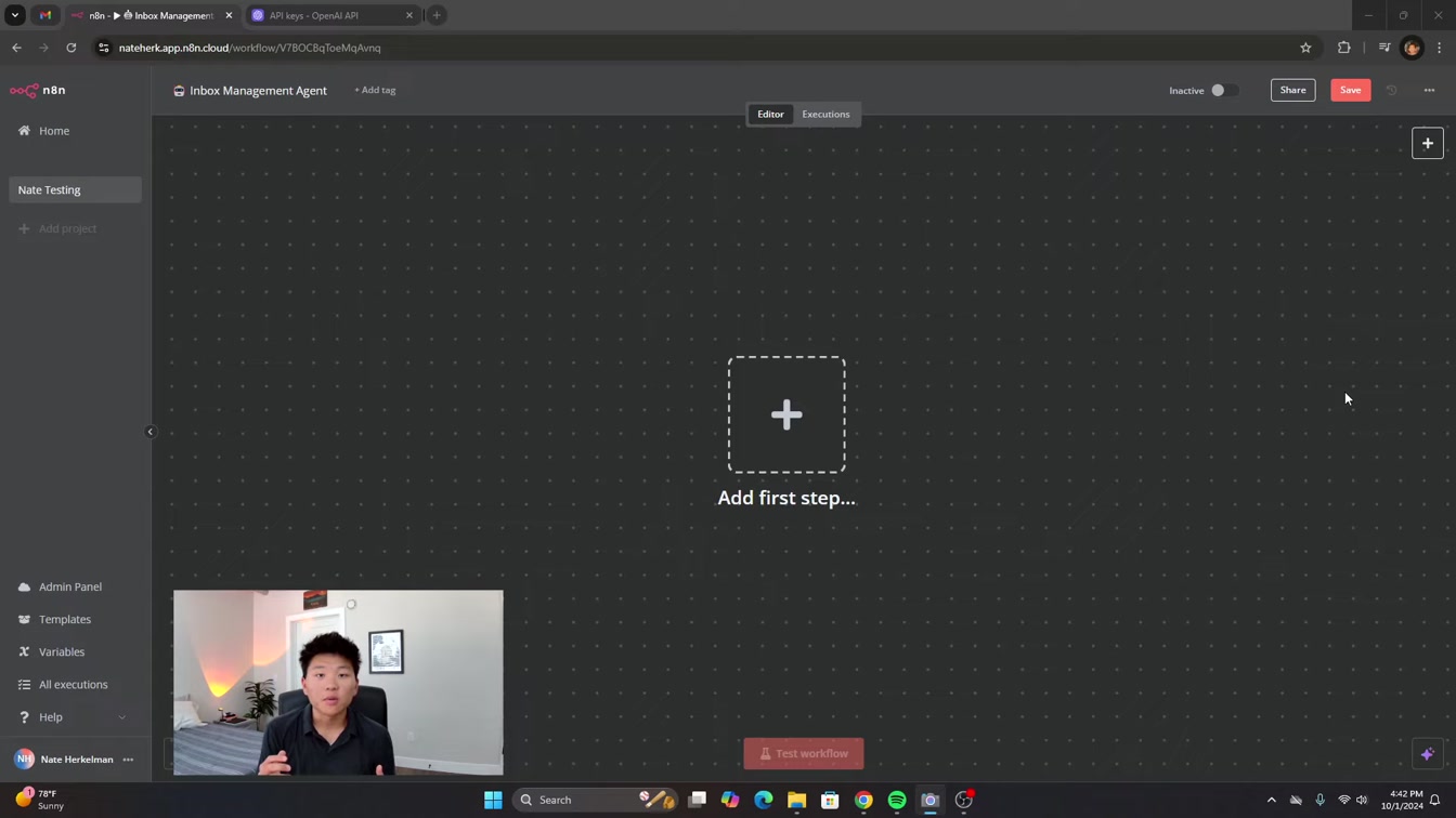 *LIVE BUILD* Inbox Management AI Agent with n8n (NO CODE, Step-by-Step Tutorial) 1번째 장면