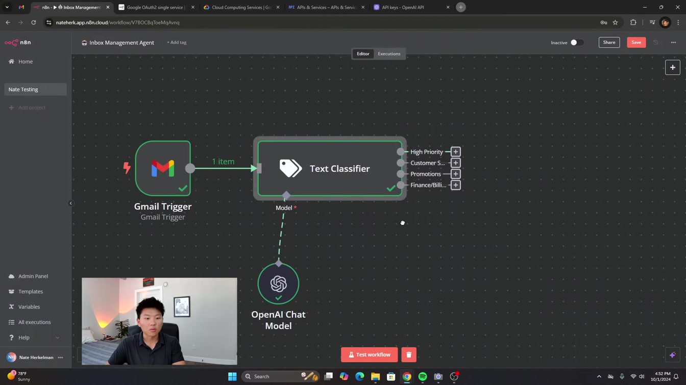 *LIVE BUILD* Inbox Management AI Agent with n8n (NO CODE, Step-by-Step Tutorial) 14번째 장면