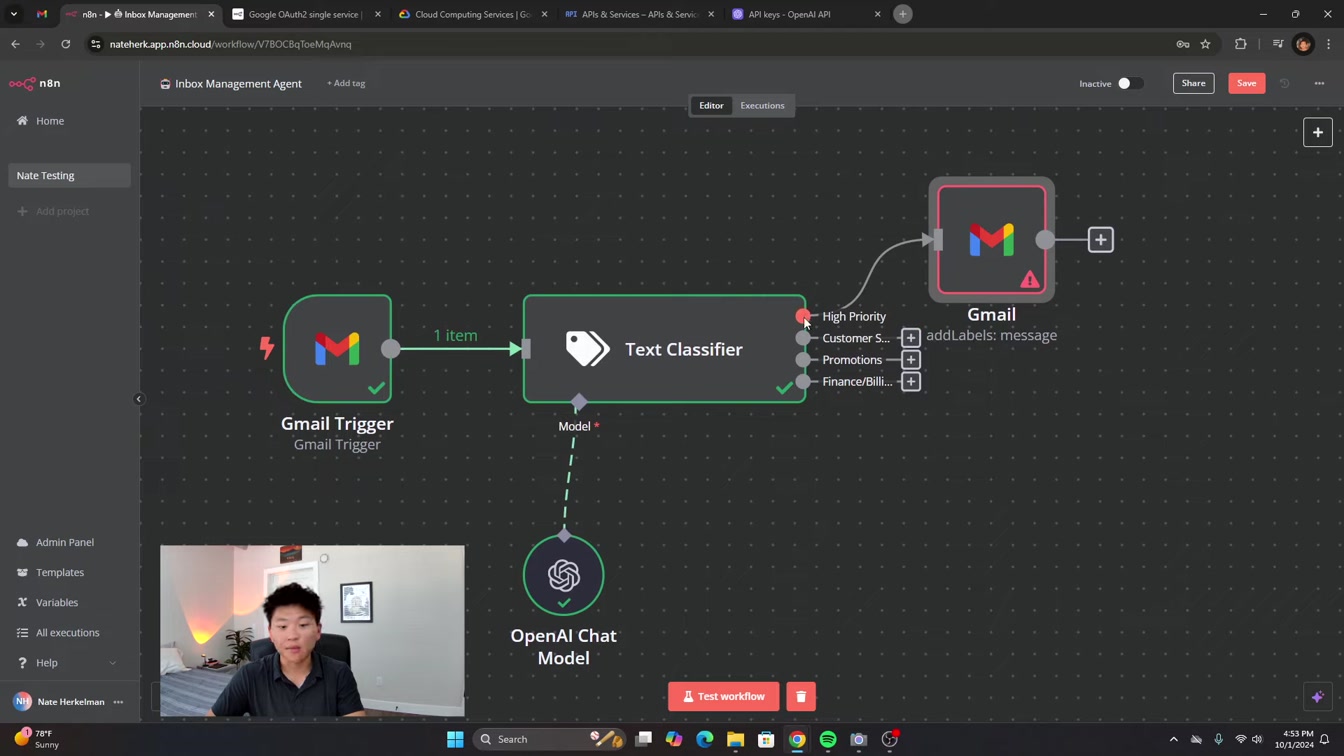 *LIVE BUILD* Inbox Management AI Agent with n8n (NO CODE, Step-by-Step Tutorial) 15번째 장면
