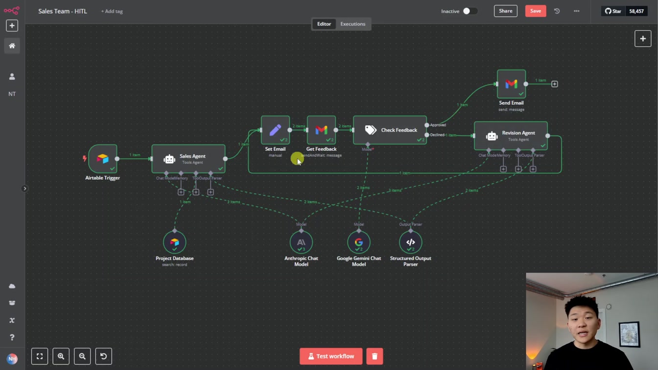 I Built a Human In The Loop Sales Team That Waits for Feedback and Approval in n8n 14번째 장면