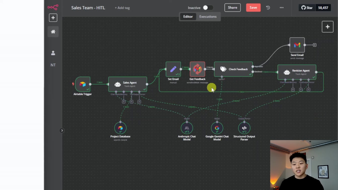 I Built a Human In The Loop Sales Team That Waits for Feedback and Approval in n8n 5번째 장면