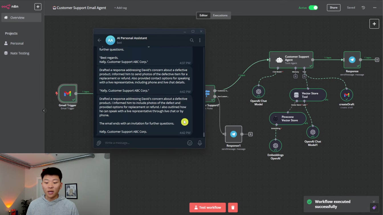 How I Built an AI Agent to Automate my Emails in n8n (Step by Step, No Code) 2번째 장면