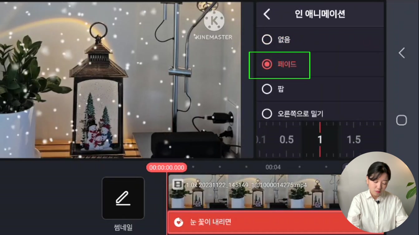 키네마스터 눈 내리는 영상 만들기(눈 내리는 효과) 11번째 장면