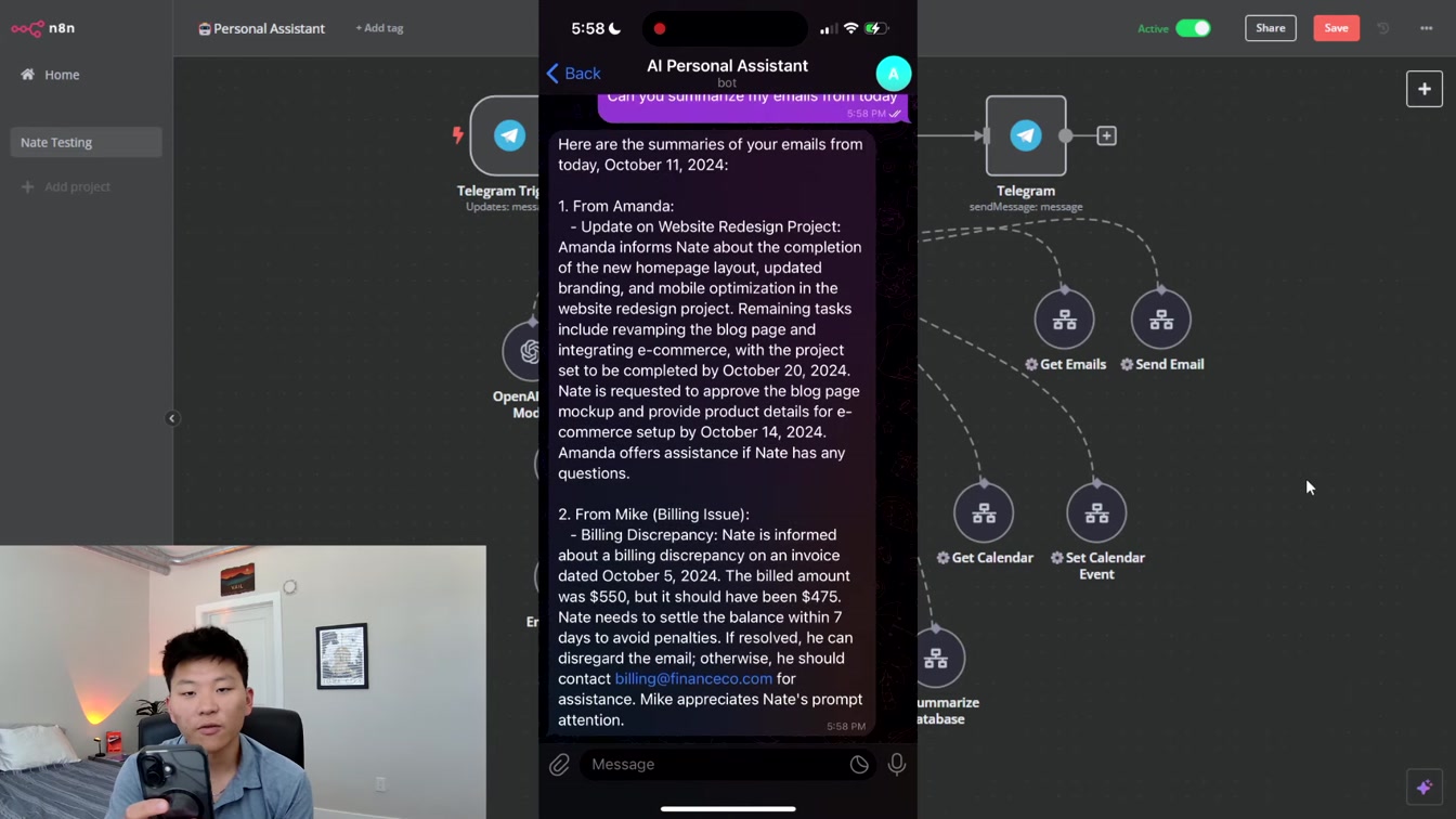 I Built a Personal Assistant AI Agent with No Code in n8n 2번째 장면