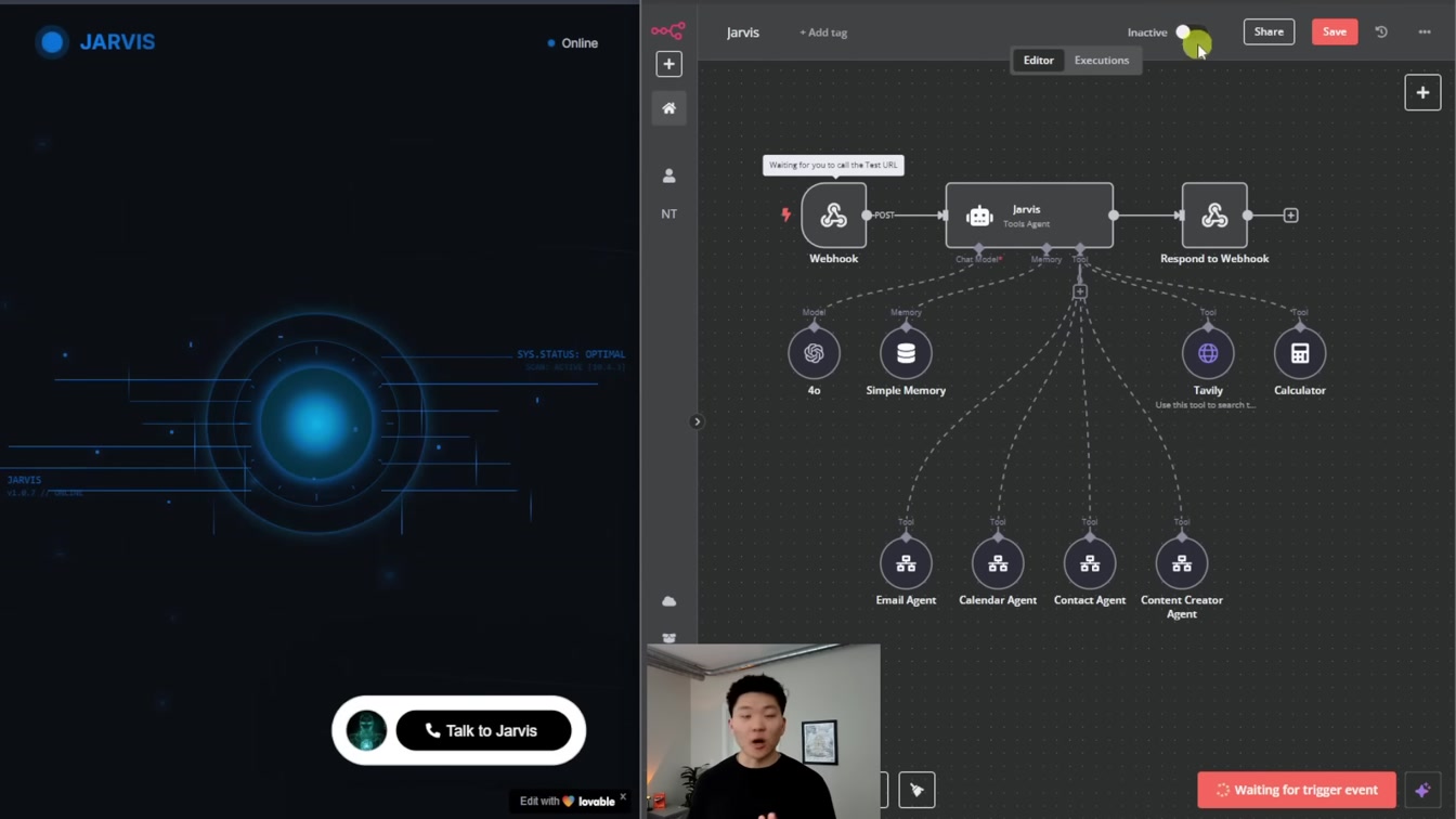 How I Built JARVIS with No Code (Tutorial w/ Lovable, ElevenLabs, n8n) 18번째 장면