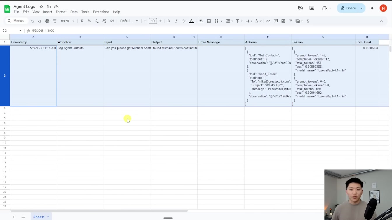 How I Auto Track AI Agent Actions and Token Usage (n8n tutorial) 3번째 장면