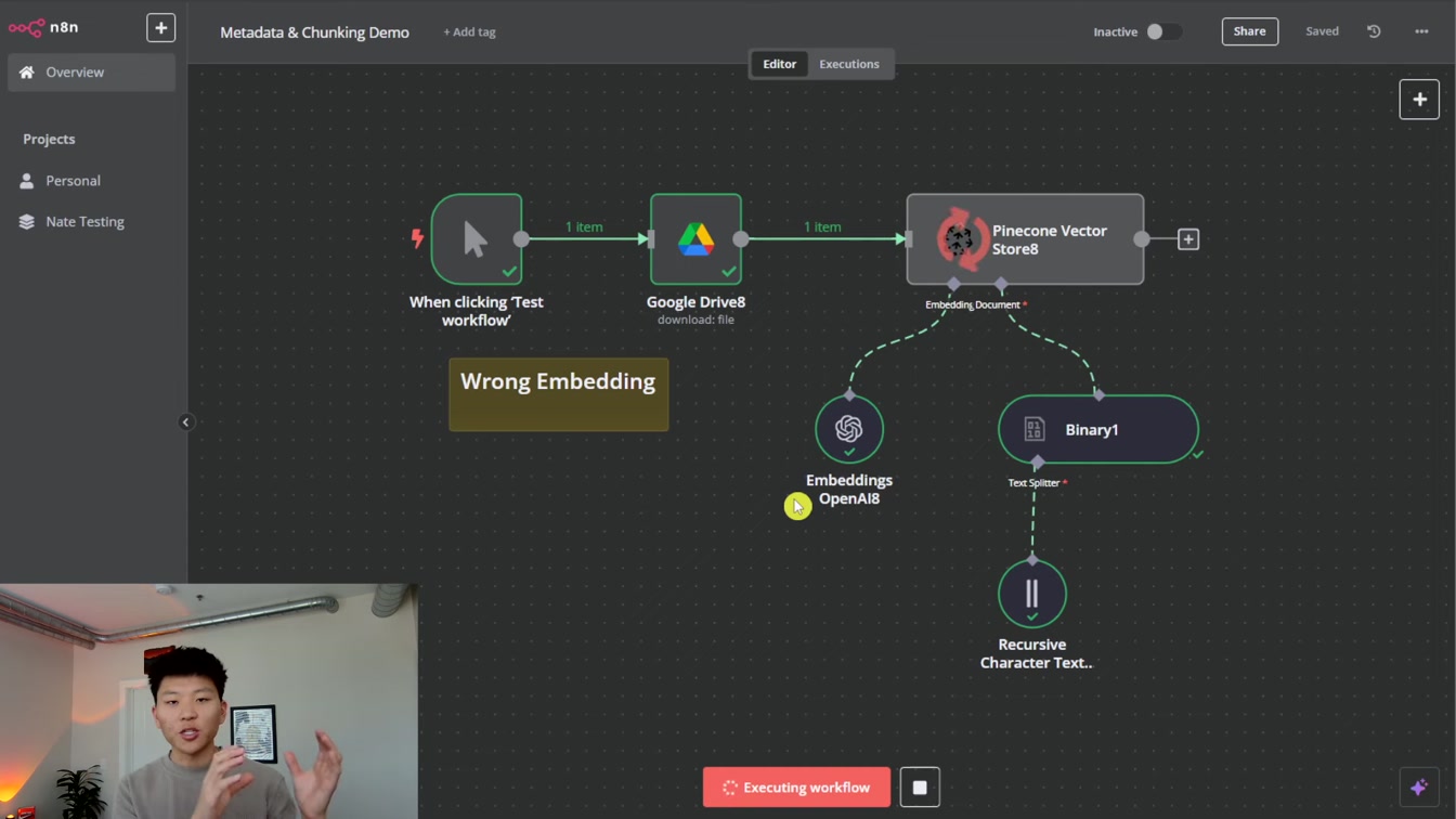 Vector Database Optimization with n8n: Metadata, Text Splitting, & Embeddings 10번째 장면
