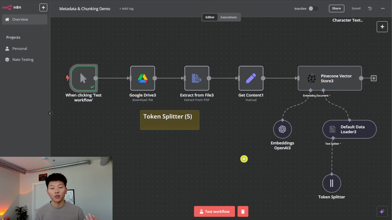 Vector Database Optimization with n8n: Metadata, Text Splitting, & Embeddings 13번째 장면