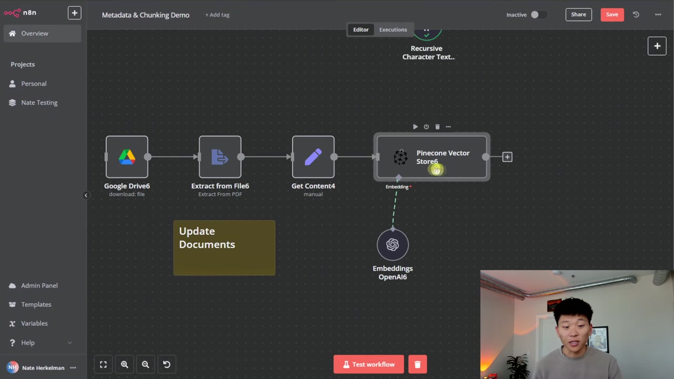 Vector Database Optimization with n8n: Metadata, Text Splitting, & Embeddings 23번째 장면