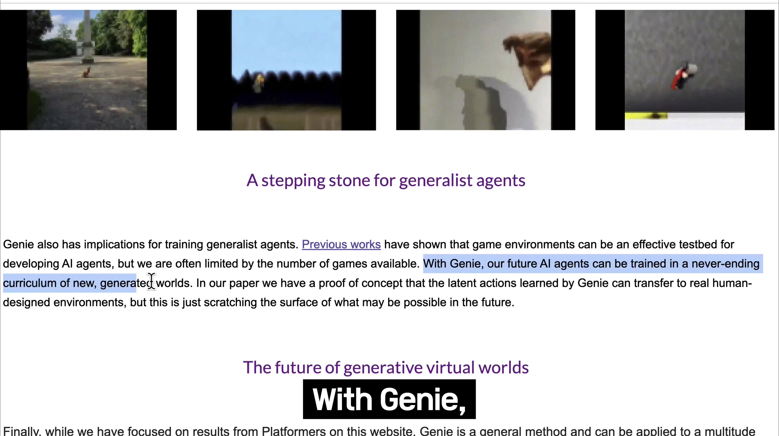 GENIE: 결국 생성형 인공지능의 끝은 이겁니다! 구글의 AI 비전! 끊임없는 가상 세계 생성! 오후다섯씨! 12번째 장면
