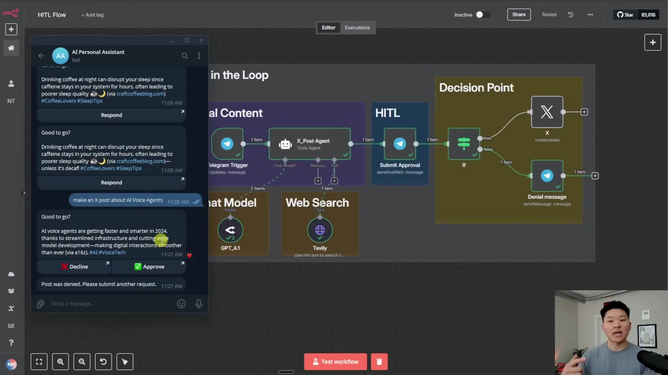 The Secret to Making AI Agents 100% Reliable - Human in the Loop (n8n) 6번째 장면
