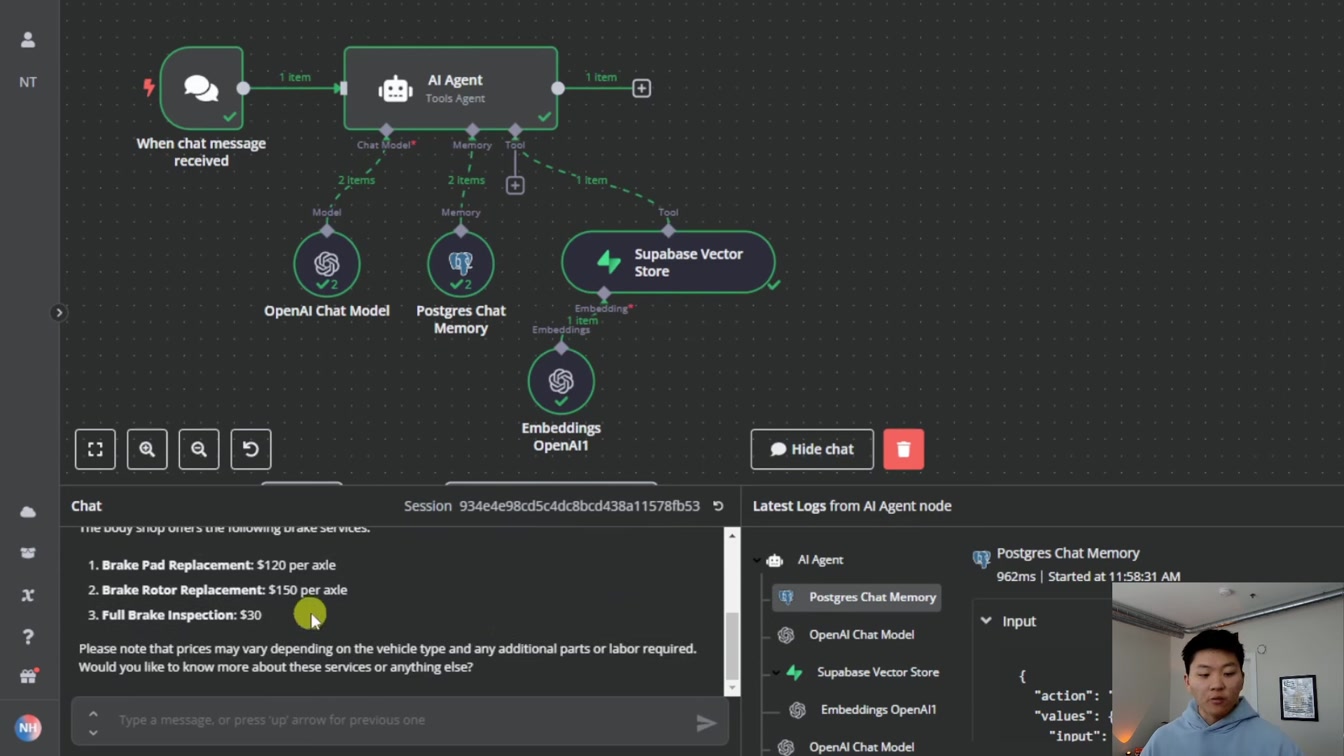 How to Set up Supabase and Postgres for RAG Agent with Memory in n8n (2025) 15번째 장면