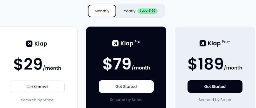 Klap pricing