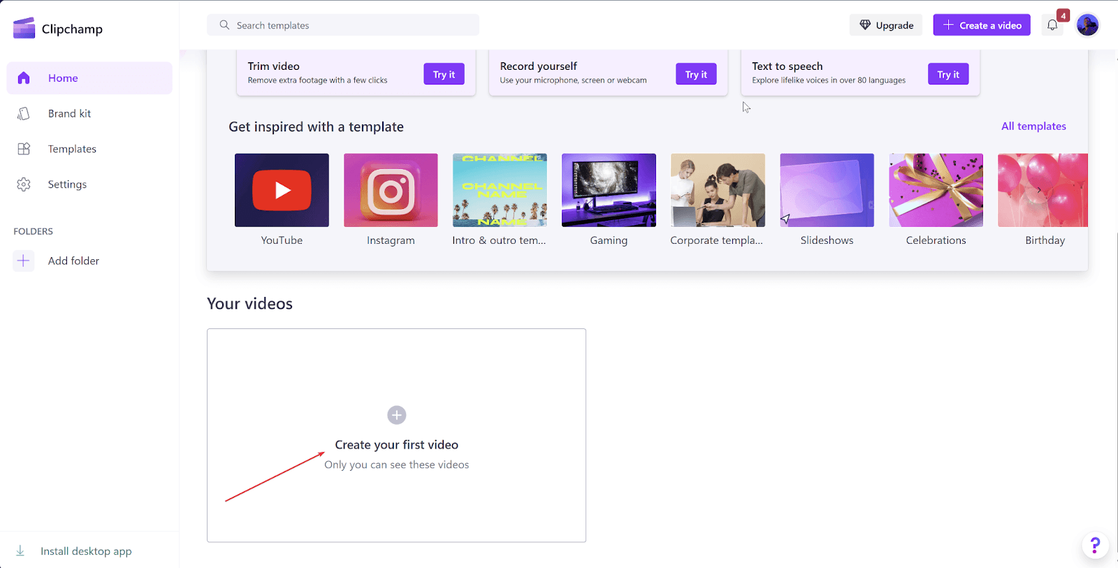 Clipchamp import video