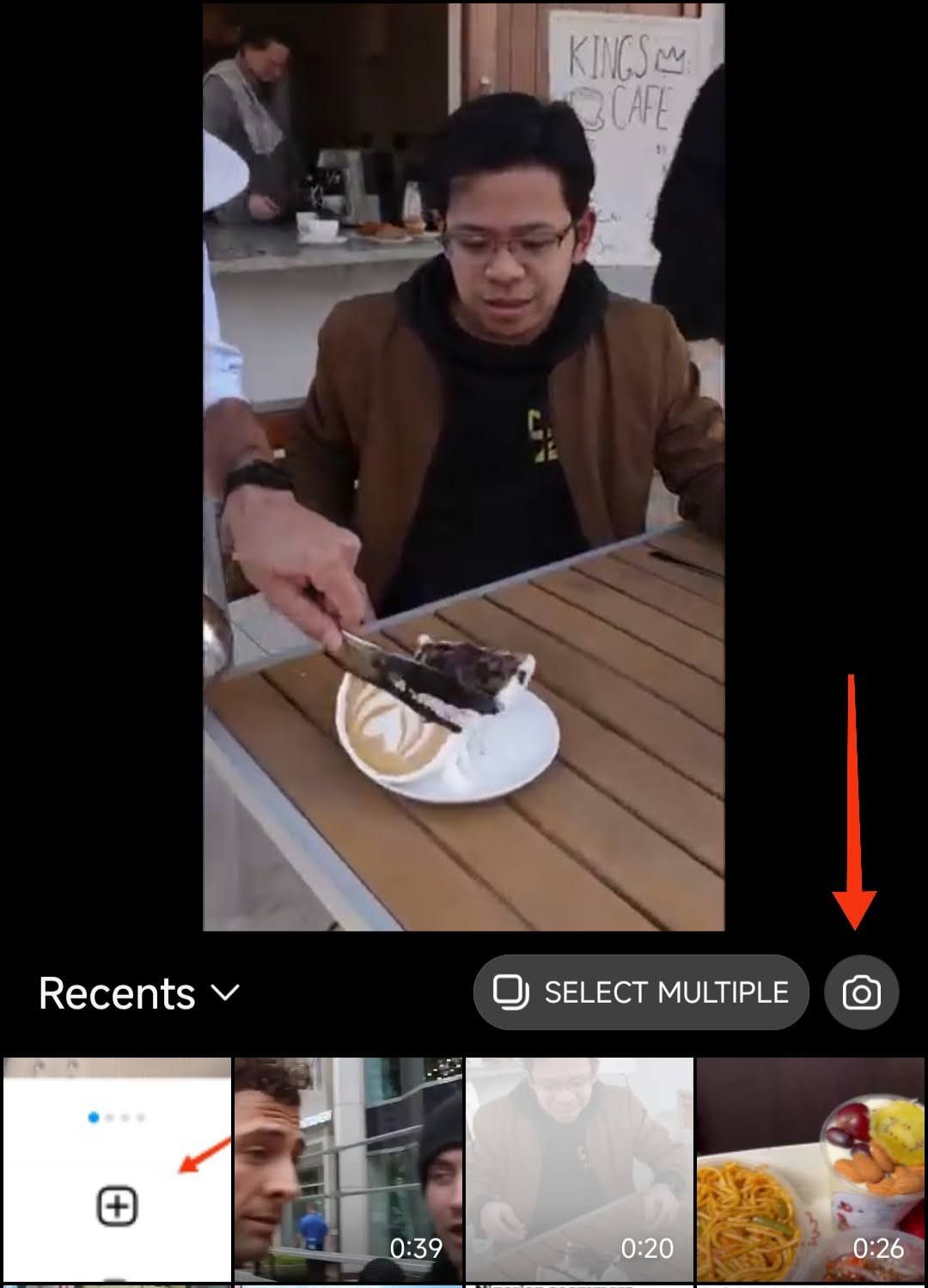 Instagram Record or Select a Video
