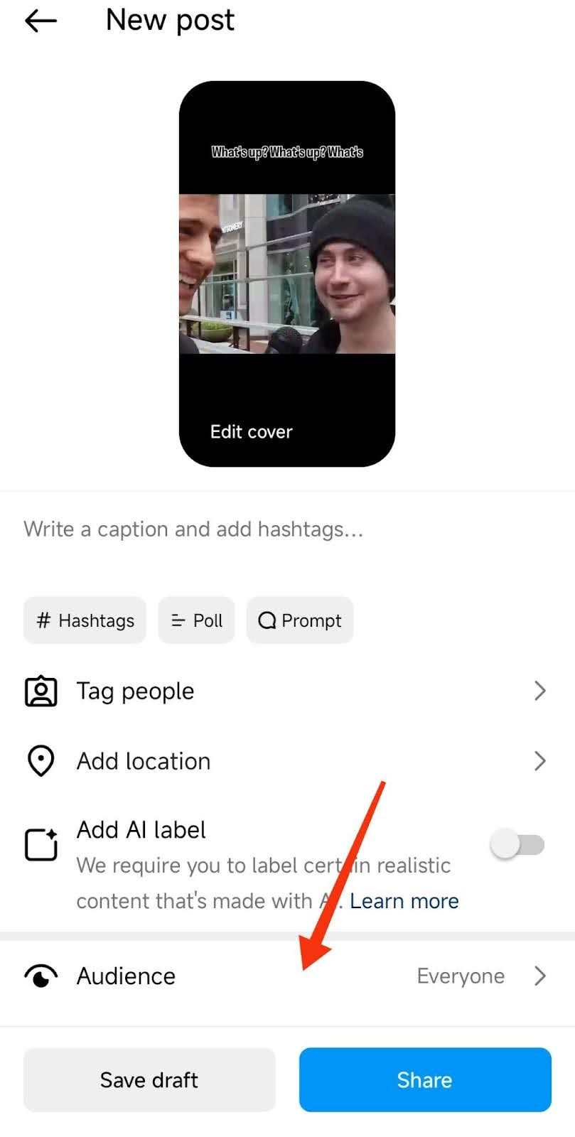 Instagram Add Video Details and Save or Share
