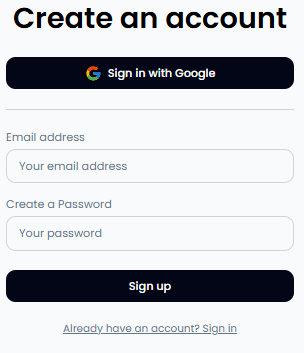 Klap create account