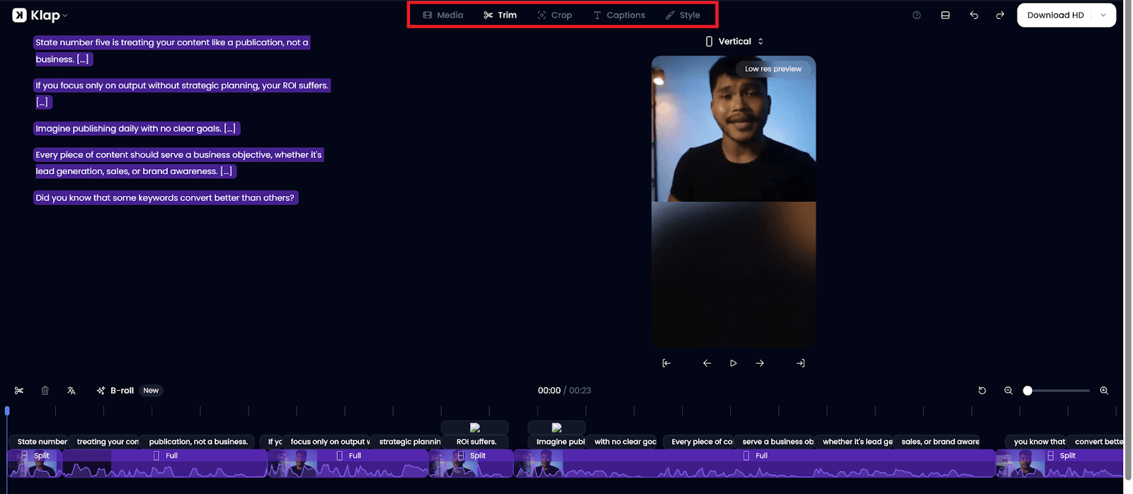 Klap edit video