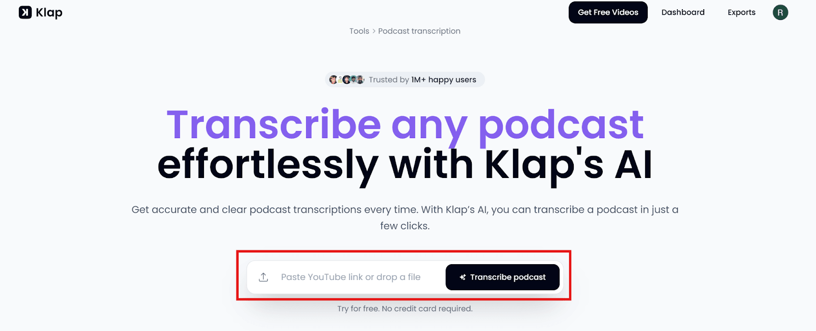 Klap Input or Upload Your Podcast Video 1