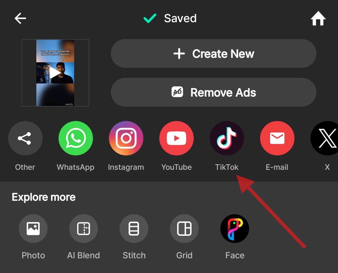 Export/upload to TikTok