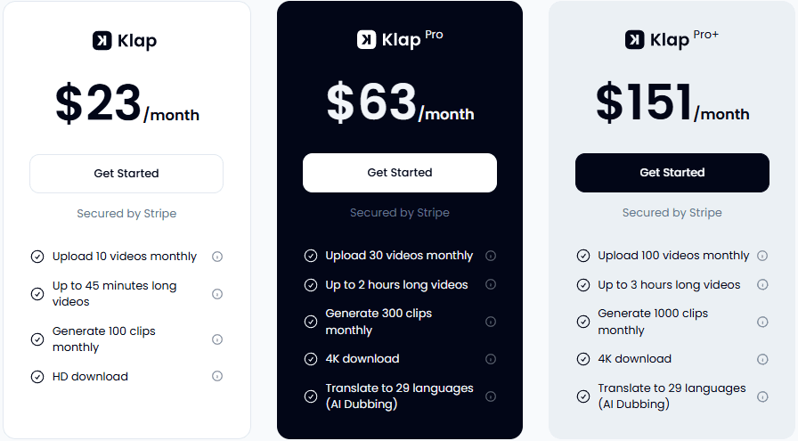 Klap pricing