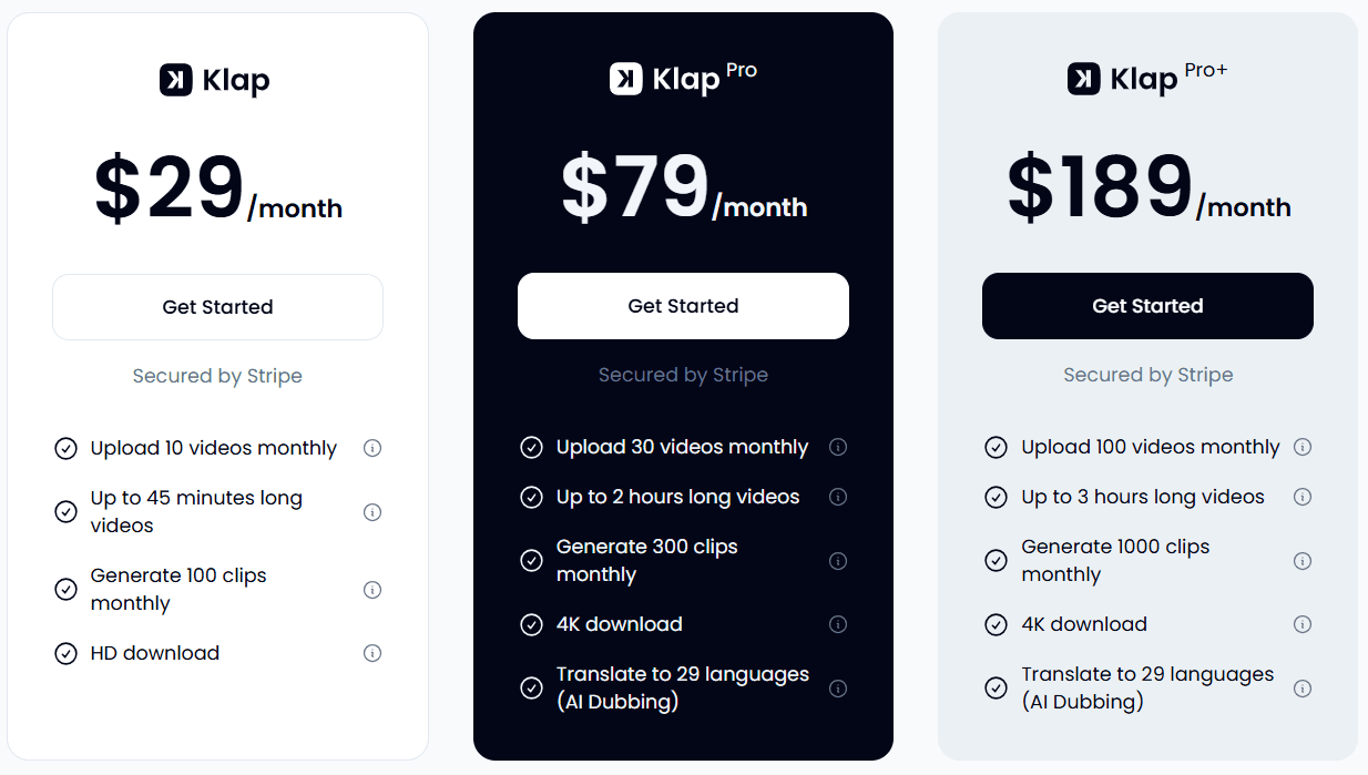 Klap pricing