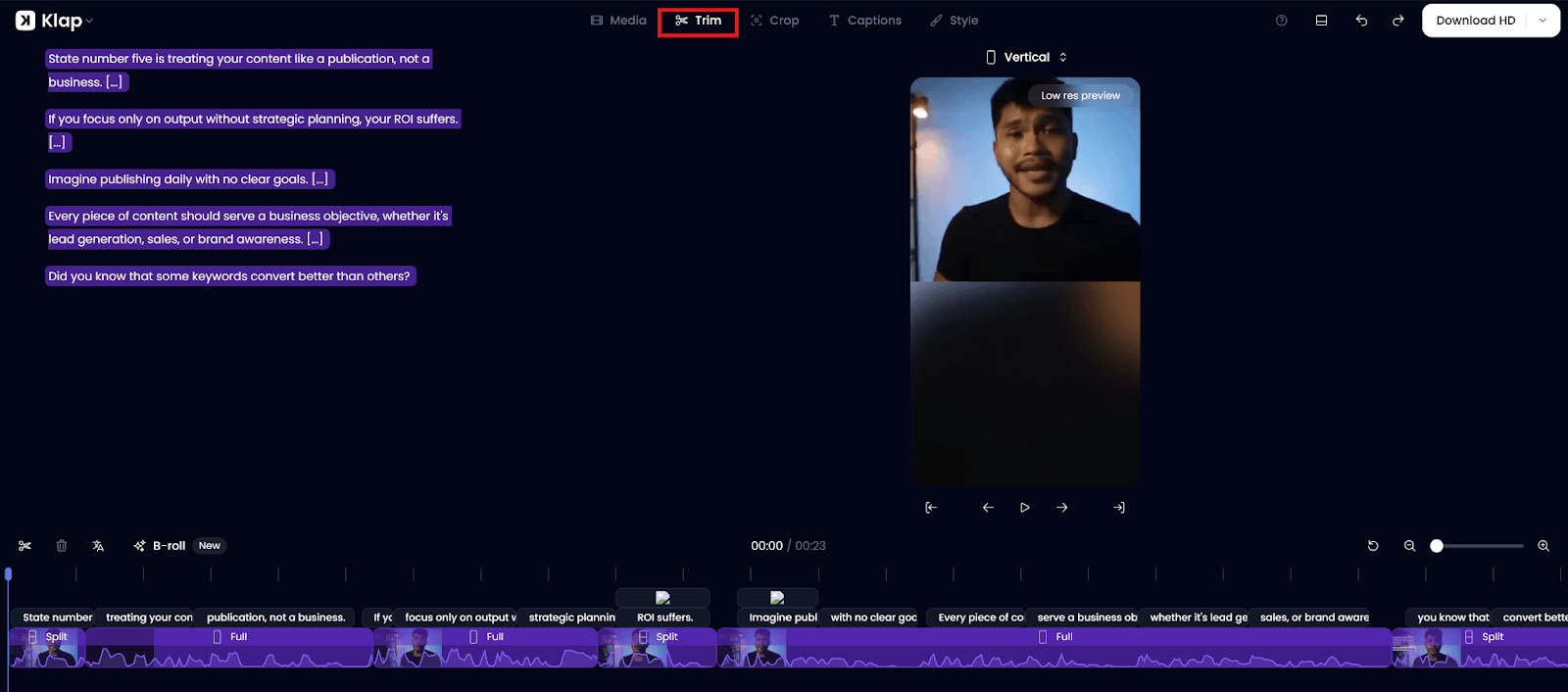 Klap video editor