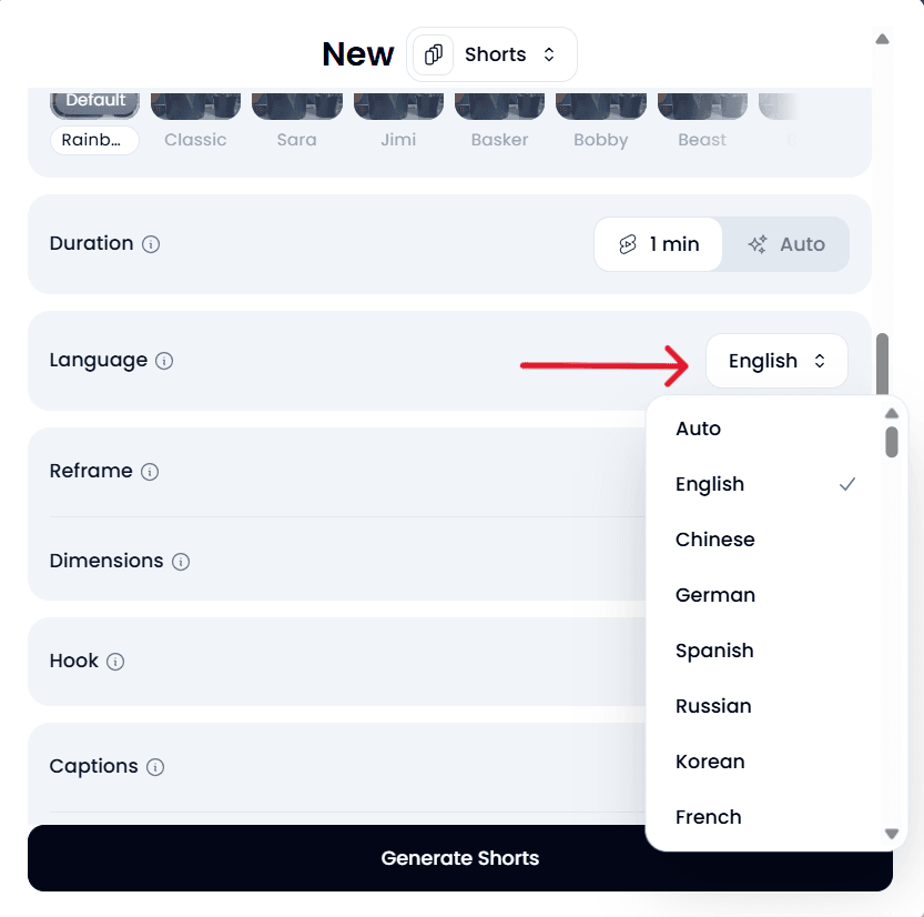 Klap select language