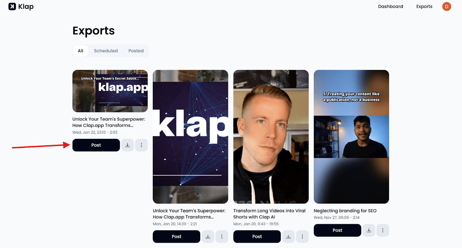 Klap post video