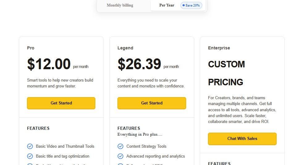 TubeBuddy Pricing