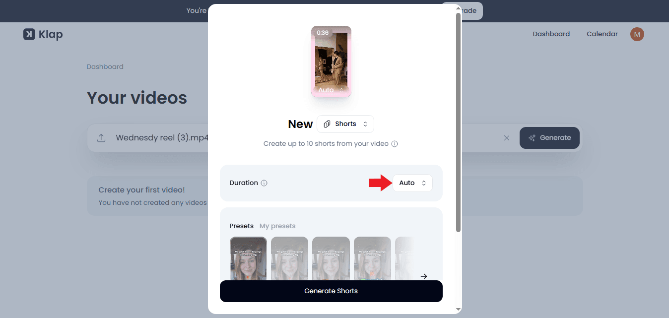 Klap select duration
