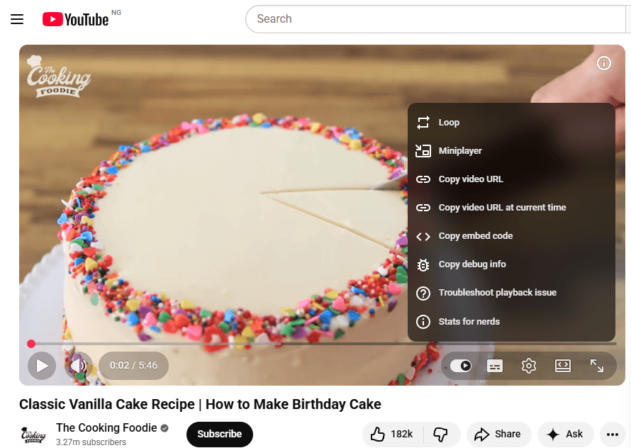 Right-Click on the Video Player