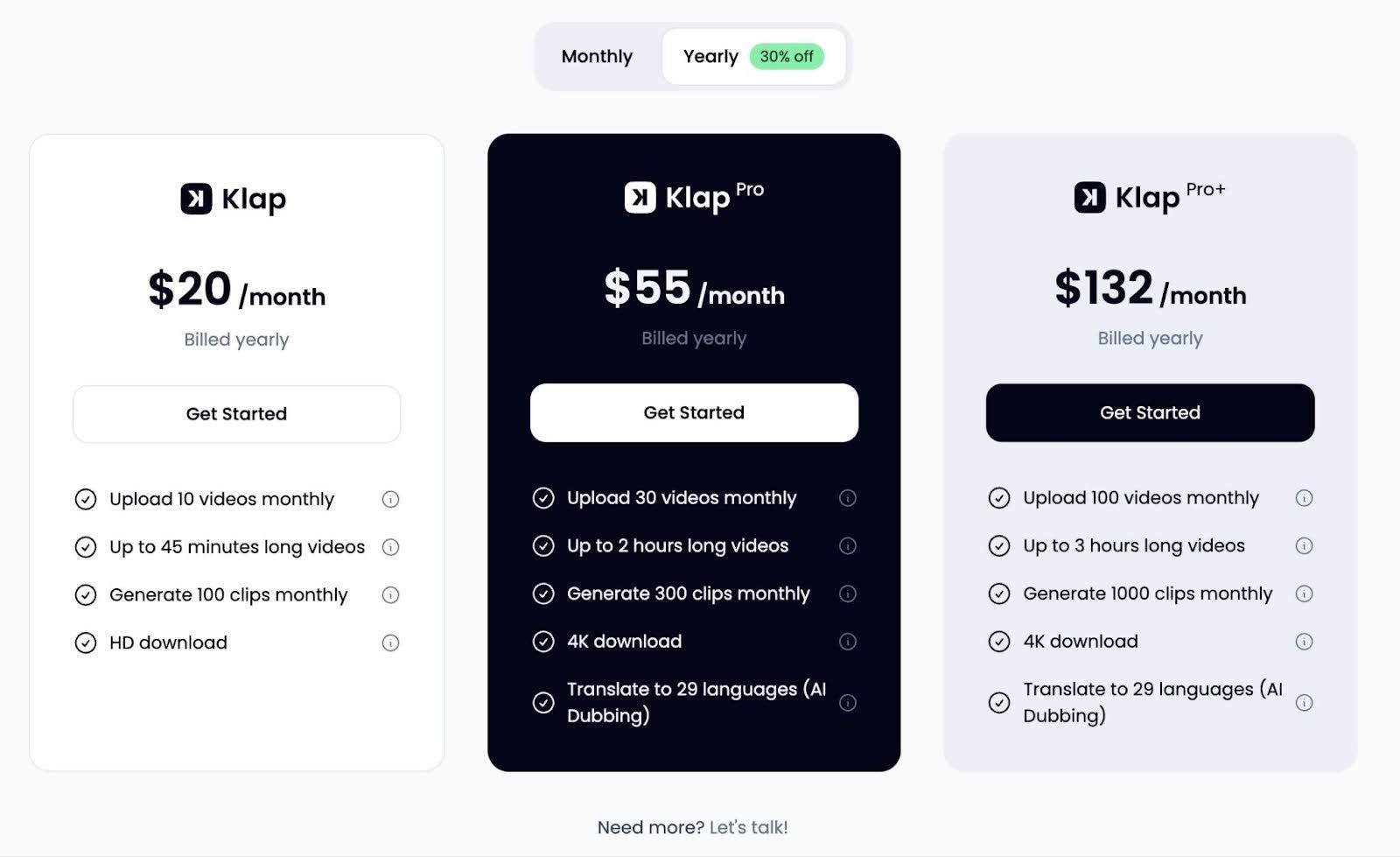 Klap pricing