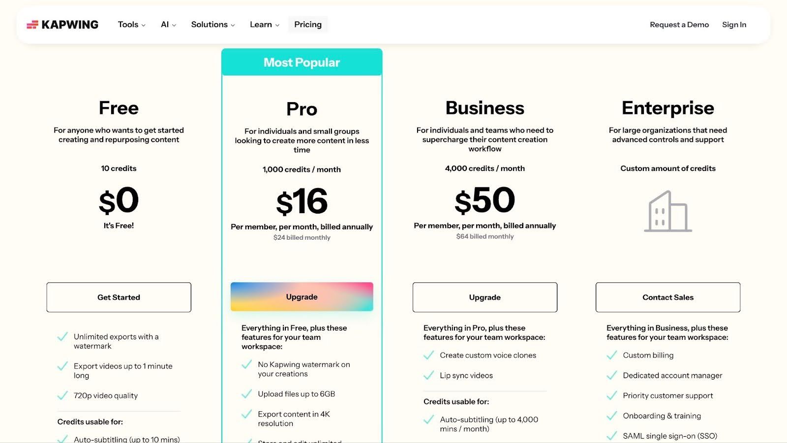 Kapwing pricing