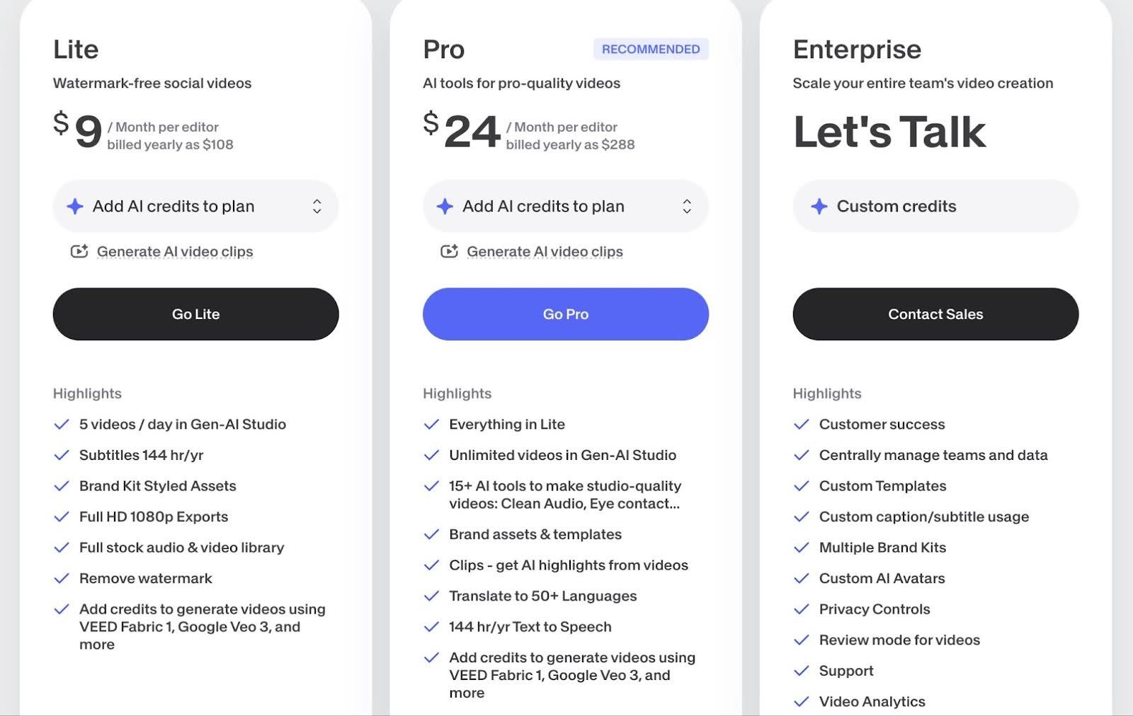 VEED.io pricing